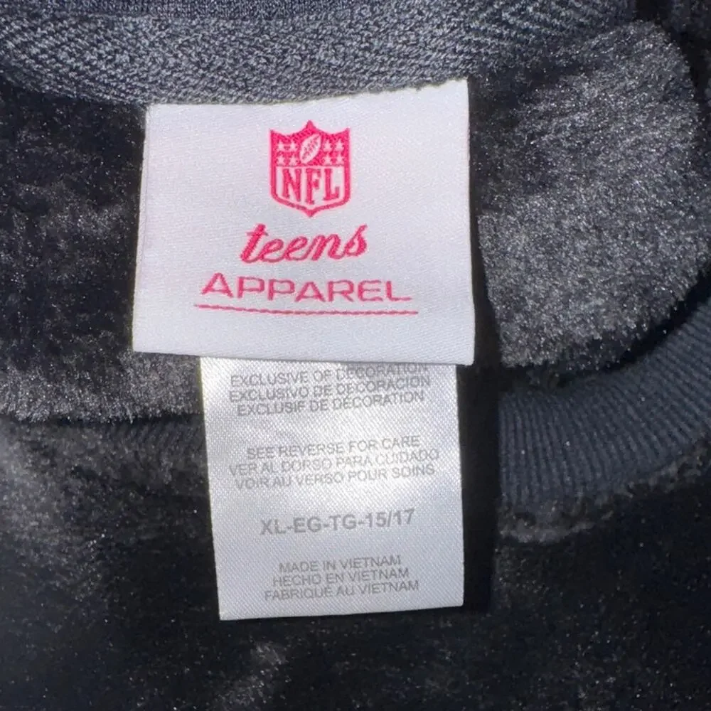 NFL Teens Black Fleece Crewneck Sweatshirt with Panther Logo Youth XL